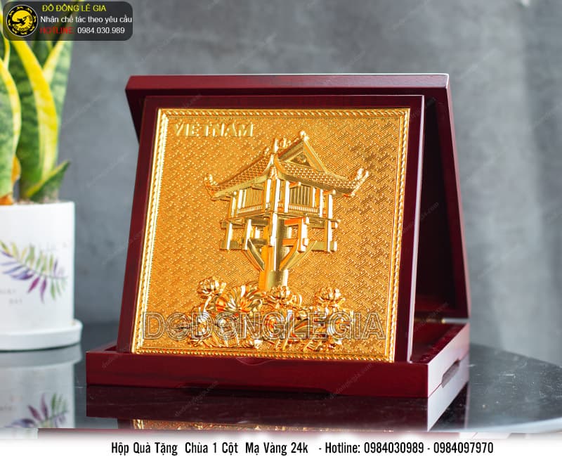 Hộp Quà Tặng Chùa Một Cột mạ vàng 24k