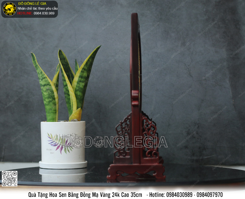 Quà Tặng Hoa sen 2 mặt mạ vàng 24k cao 35cm