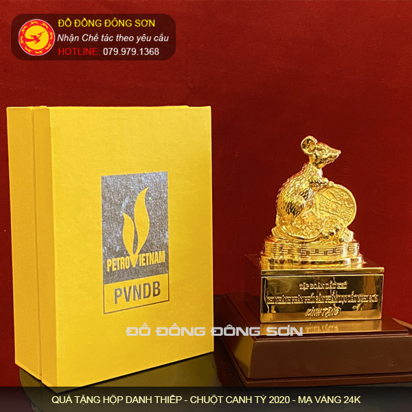 Hộp Đựng Danh Thiếp  Linh Vật Canh Tý Mạ Vàng 24K