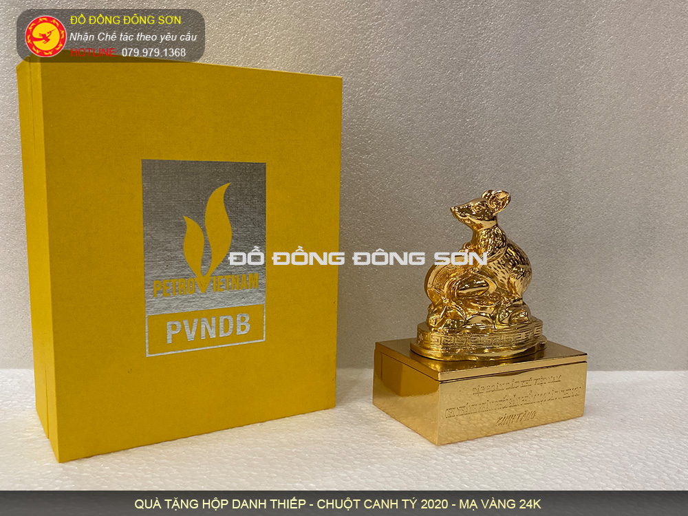 Hộp Đựng Danh Thiếp  Linh Vật Canh Tý Mạ Vàng 24K