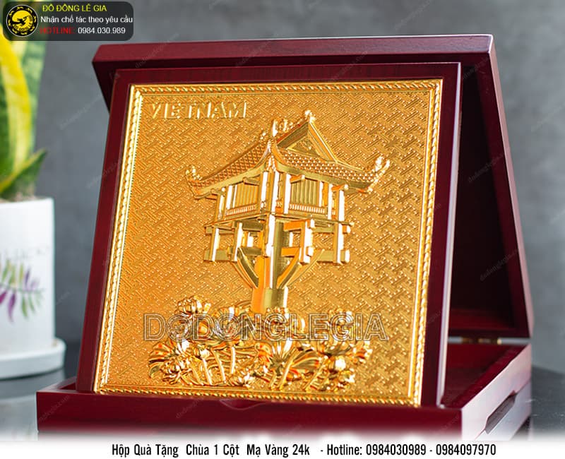 Hộp Quà Tặng Chùa Một Cột mạ vàng 24k