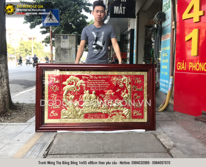 Tranh mừng thọ bằng đồng