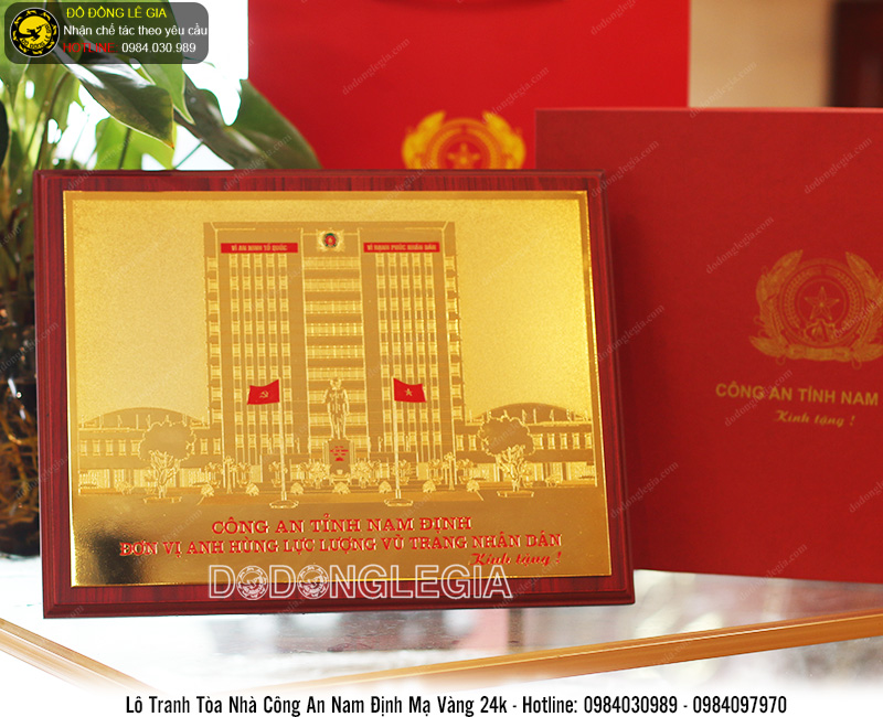 Lô tranh đồng Toà nhà công an tỉnh Nam Định mạ vàng 24k