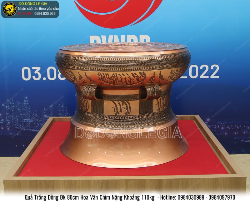 Quả trống đồng hoa văn chìm ĐK 80cm nặng 110kg