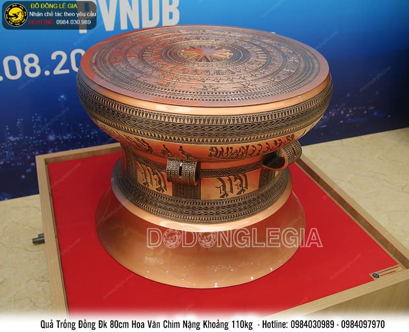Quả trống đồng hoa văn chìm ĐK 80cm nặng 110kg