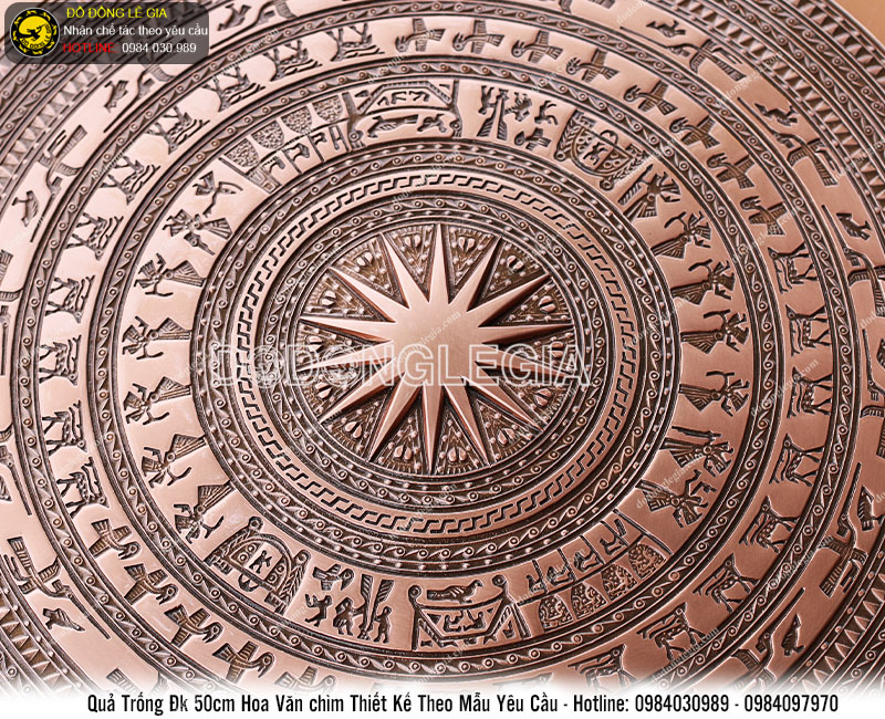Chế tác quả trống đường kính 50cm hoa văn chìm theo yêu cầu riêng của khách hàng