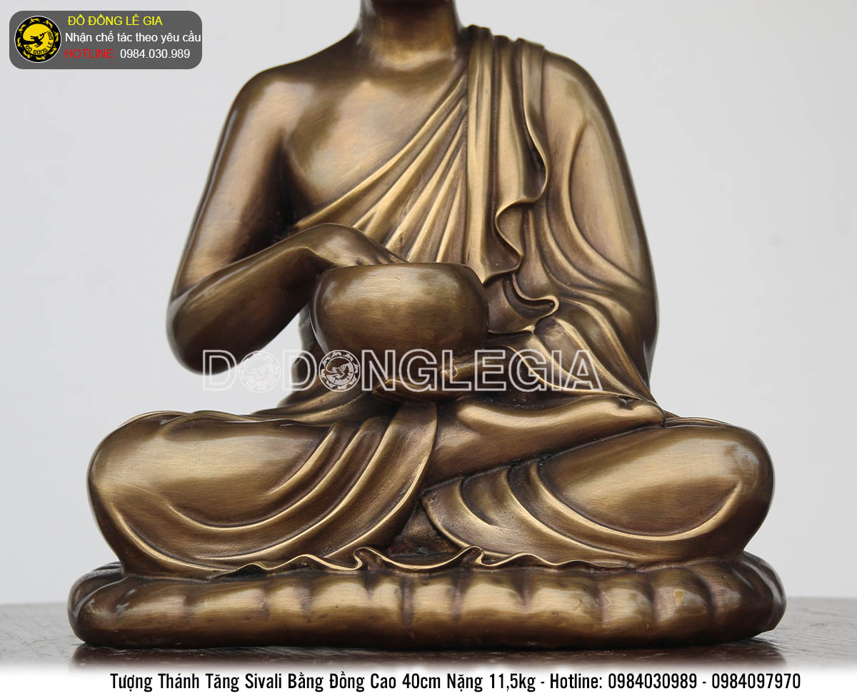 Tượng thánh tăng Sivali bằng đồng cao 40cm