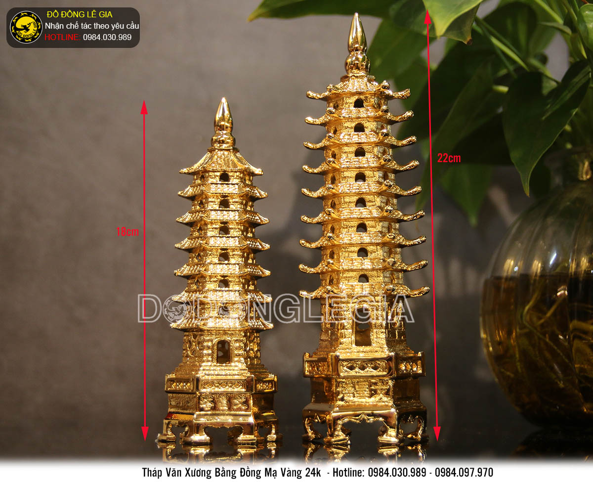 Tháp văn xương mạ vàng 24k