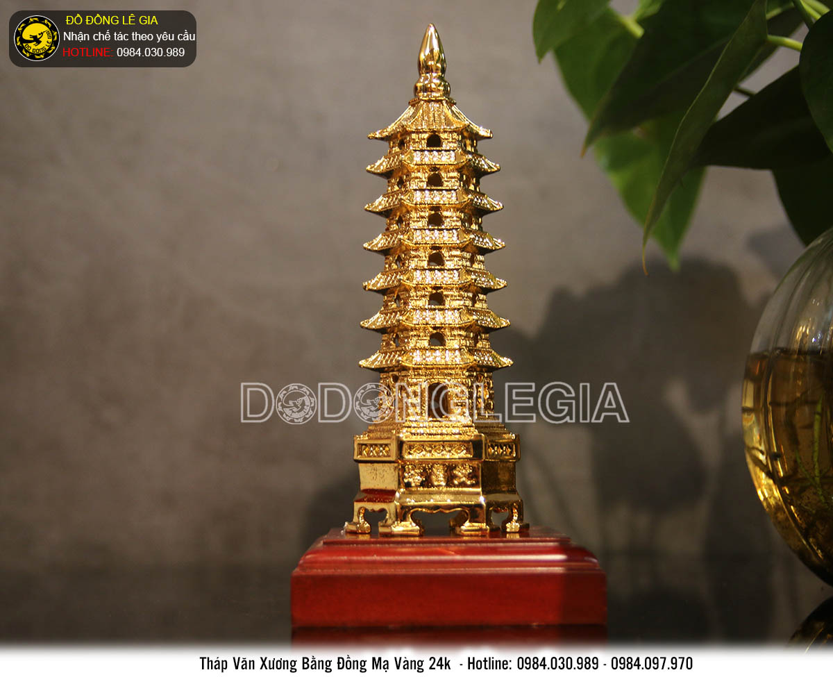 Tháp văn xương mạ vàng 24k