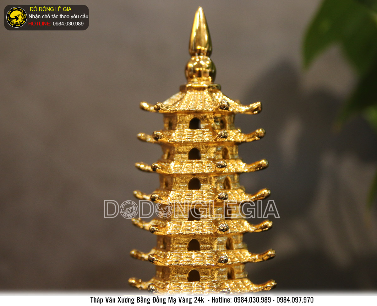 Tháp văn xương mạ vàng 24k