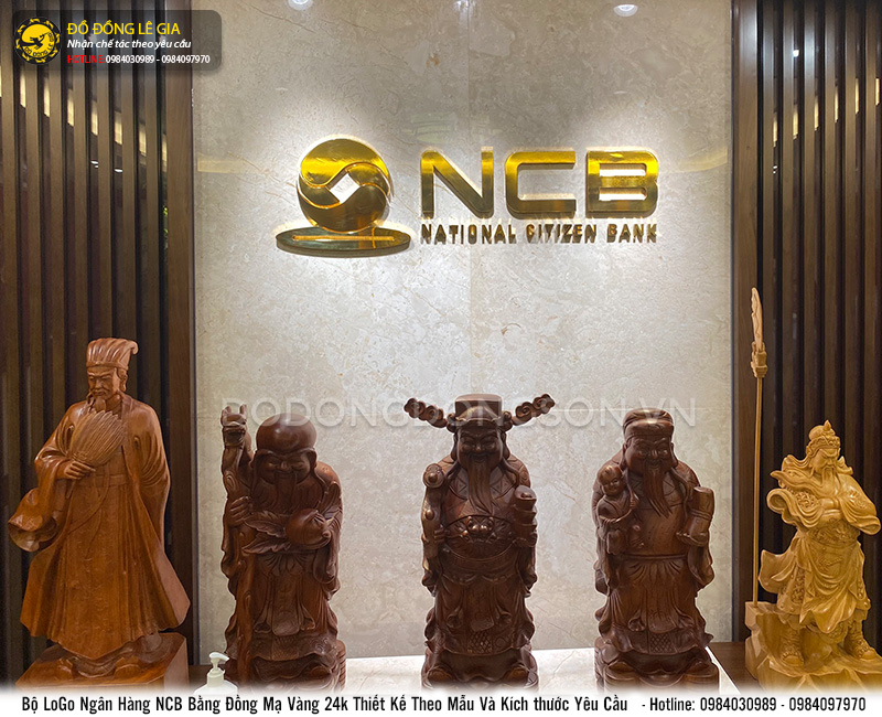 Bộ chữ Logo bằng đồng mạ vàng 24k cho phòng lãnh đạo Ngân hàng NCB