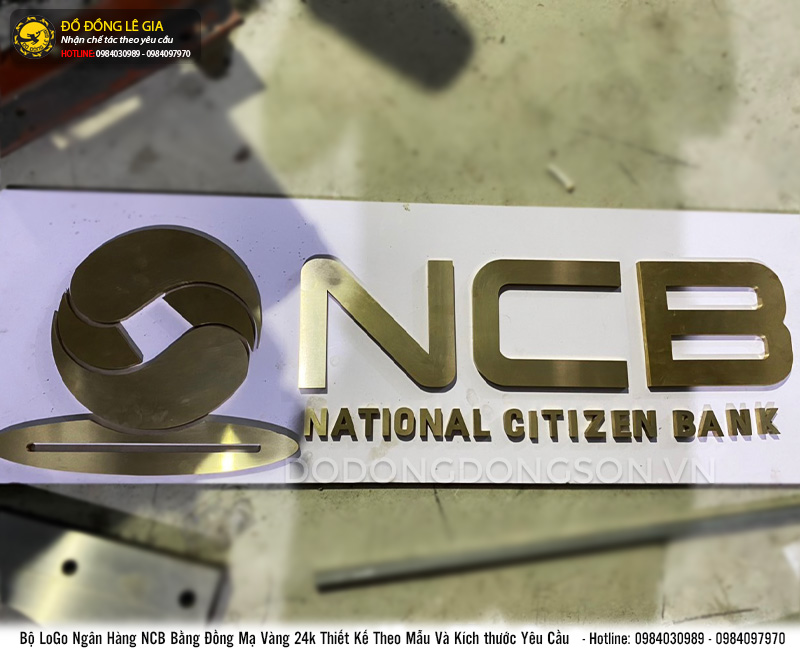 Bộ chữ Logo bằng đồng mạ vàng 24k cho phòng lãnh đạo Ngân hàng NCB