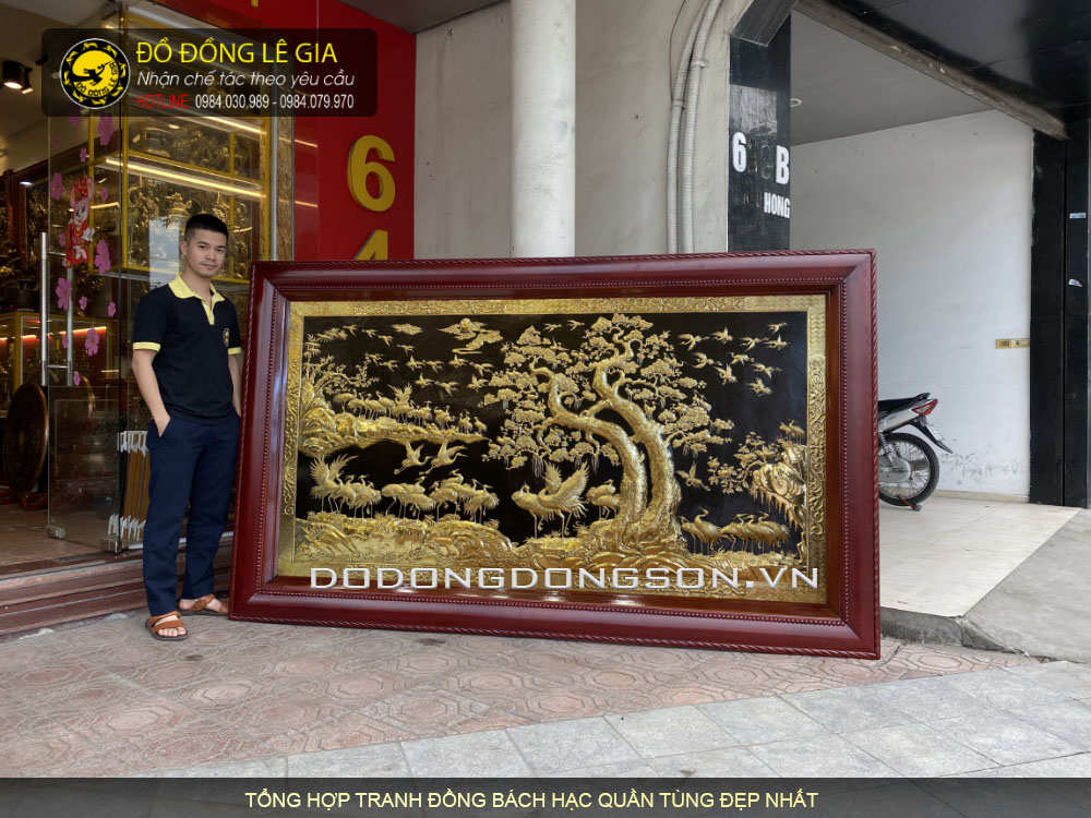 Báo giá tranh bách hạc quần tùng bằng đồng