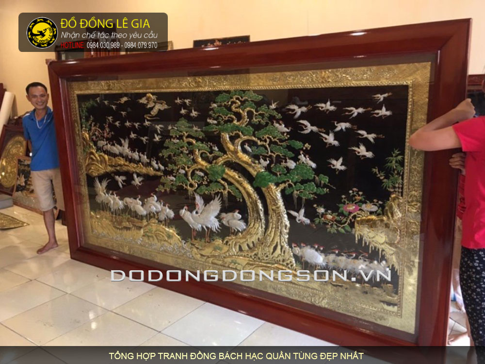 Báo giá tranh bách hạc quần tùng bằng đồng