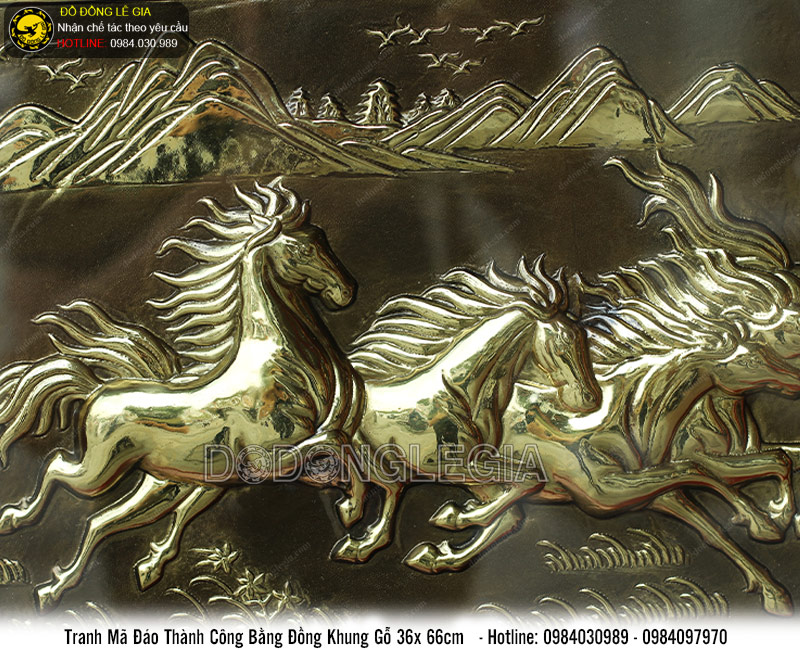 Tranh Mã Đáo Thành Công bằng đồng 36x66cm