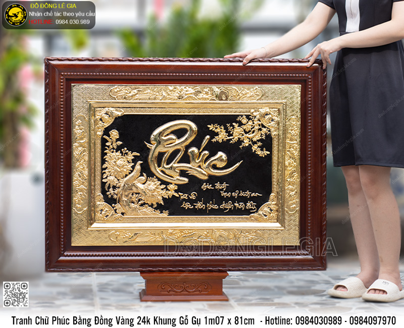 Tranh Chữ Phúc Bằng Đồng Mạ Vàng 24k 
