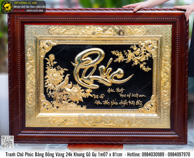 Tranh Chữ Phúc Bằng Đồng Mạ Vàng 24k 
