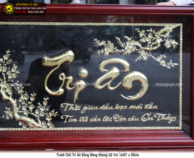 Tranh Tri ân thầy cô bằng đồng nền đen