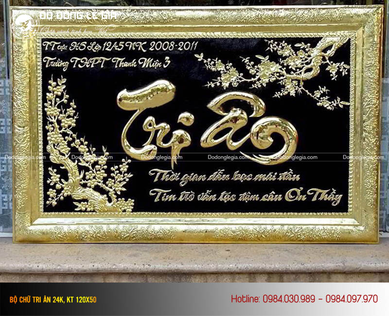 Tranh chữ Tri Ân mạ vàng 24k