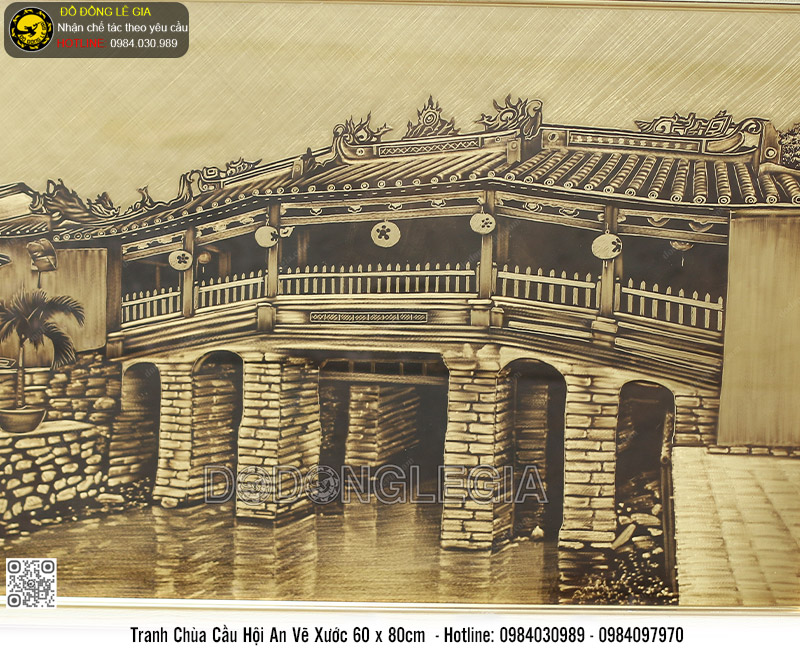 TRANH CHÙA CẦU HỘI AN VẼ XƯỚC 60X80CM