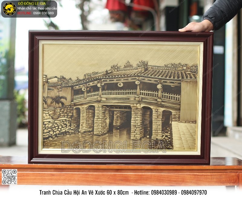 TRANH CHÙA CẦU HỘI AN VẼ XƯỚC 60X80CM