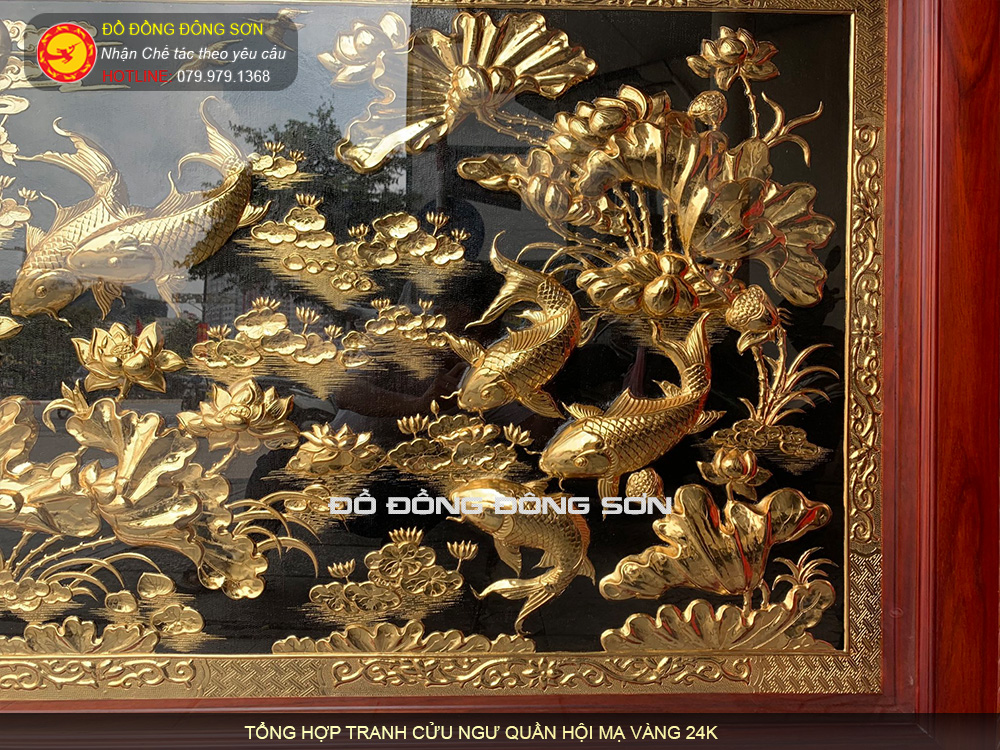 Tổng hợp các tranh cửu ngư quần hội bằng đồng mạ vàng đẹp nhất