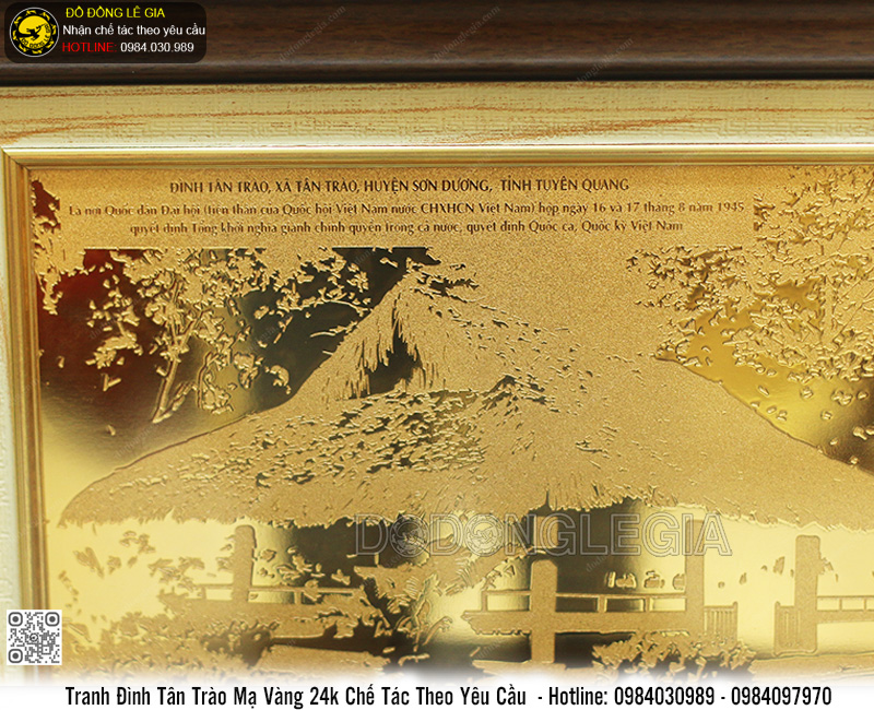 Tranh Đình Tân Trào Bằng Đồng Mạ Vàng 24k Chế Tác Theo Yêu Cầu