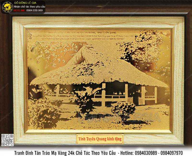 Tranh Đình Tân Trào Bằng Đồng Mạ Vàng 24k Chế Tác Theo Yêu Cầu