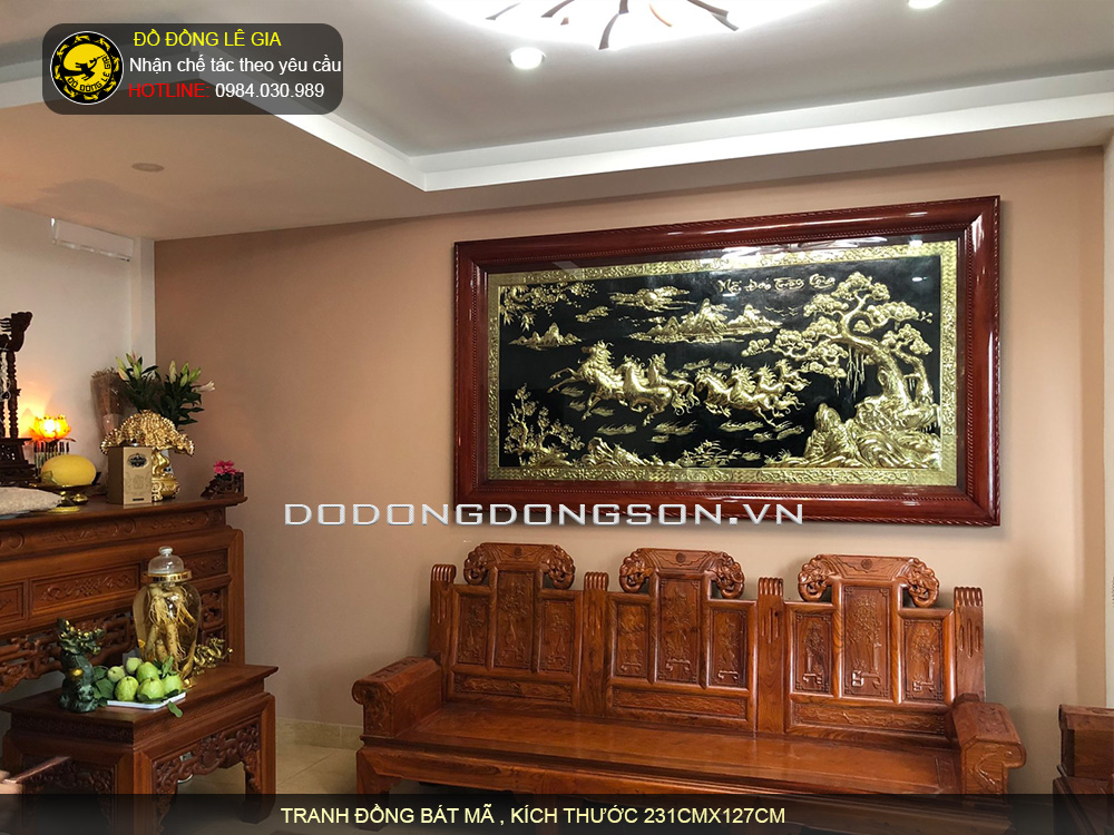 Tranh đồng bát mã KT 155cmx88cm thích hợp treo ở đâu?