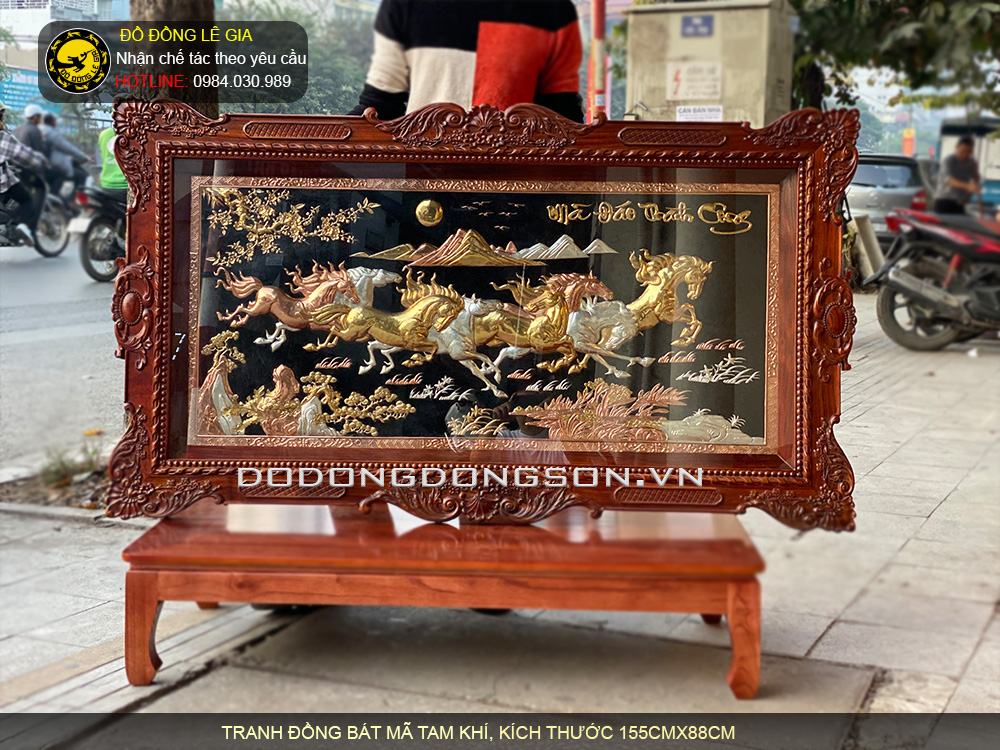 Tranh đồng bát mã mạ tam khí theo yêu cầu