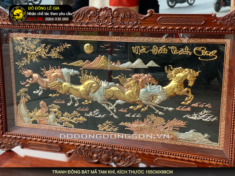 Tranh đồng bát mã mạ tam khí theo yêu cầu