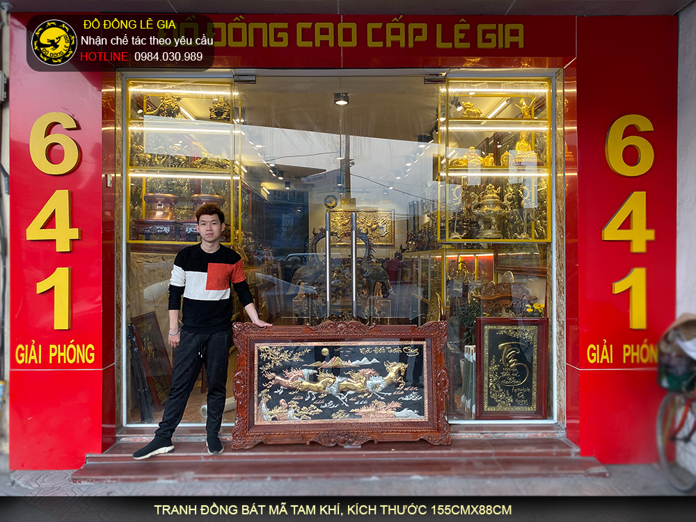 Tranh đồng bát mã mạ tam khí theo yêu cầu