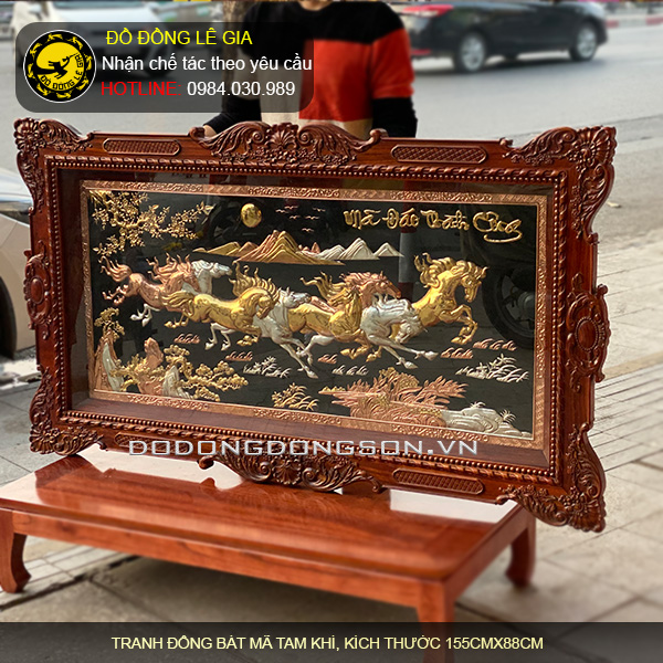 Tranh đồng bát mã mạ tam khí theo yêu cầu