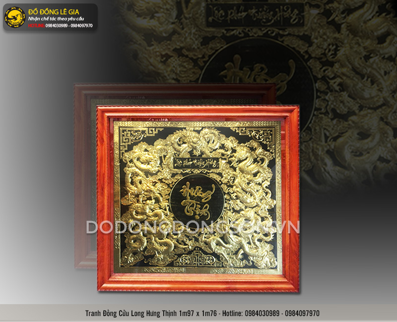 Tranh đồng cửu long hưng thịnh 197cmx176cm