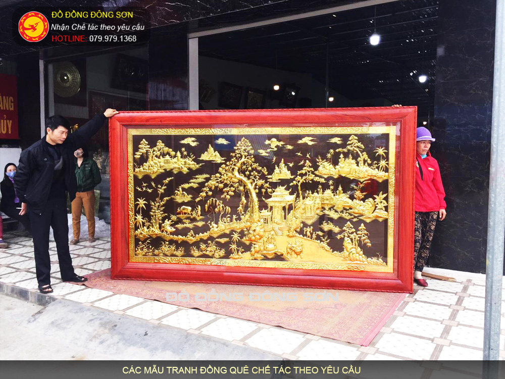 Báo giá các mẫu tranh Phong cảnh đồng quê bằng đồng phủ vàng 24k