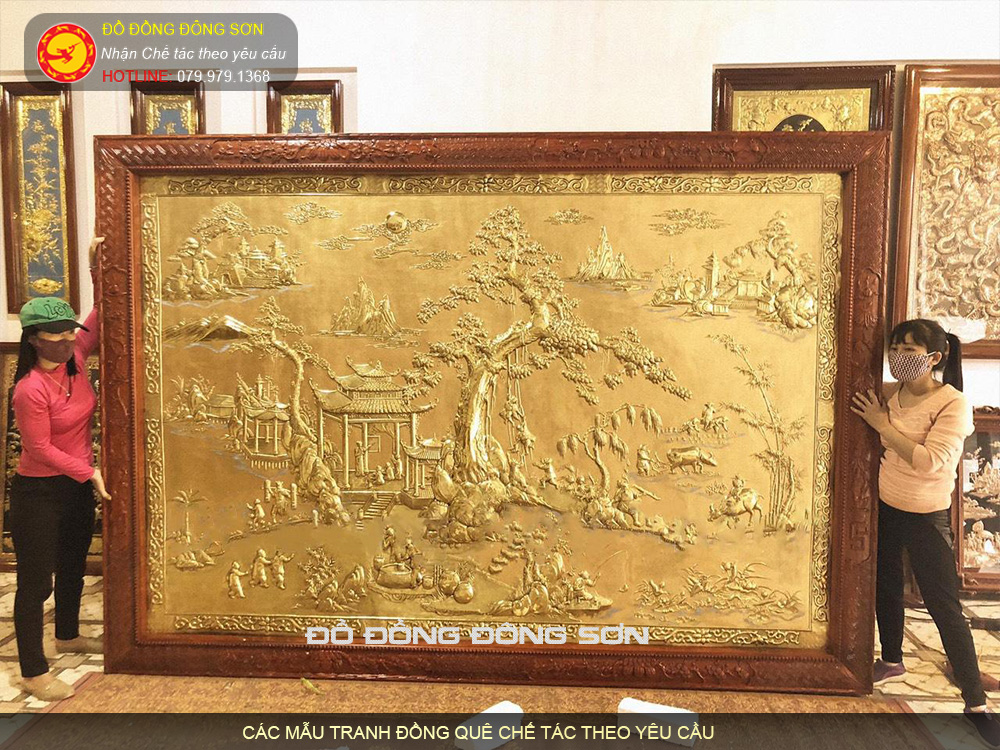 Báo giá các mẫu tranh Phong cảnh đồng quê bằng đồng phủ vàng 24k