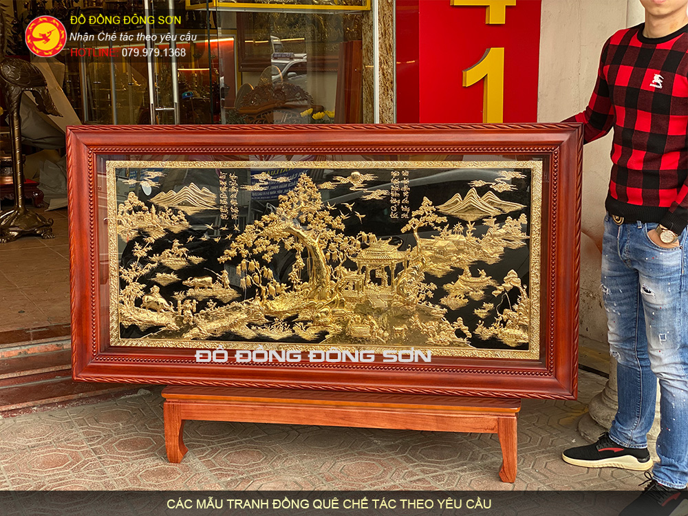 Báo giá các mẫu tranh Phong cảnh đồng quê bằng đồng phủ vàng 24k