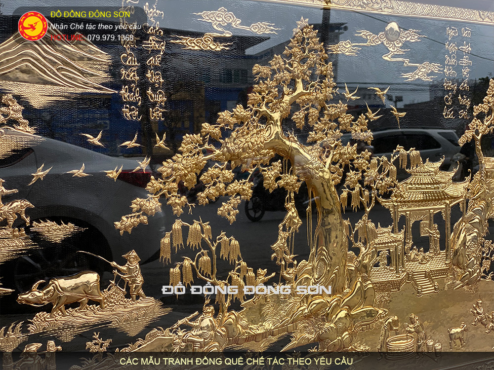 Báo giá các mẫu tranh Phong cảnh đồng quê bằng đồng phủ vàng 24k