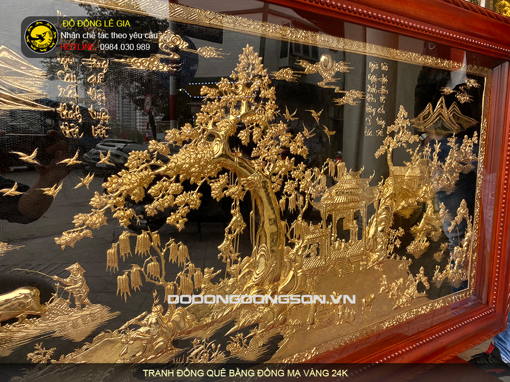 Tranh đồng quê bằng đồng mạ vàng 24k