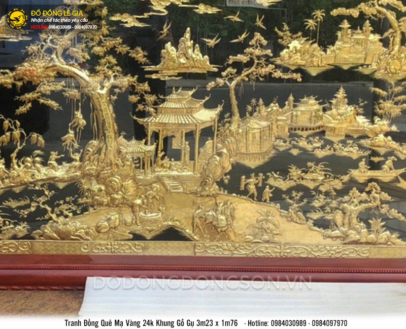 Tranh Phong cảnh đồng quê mạ vàng 24k khổ lớn