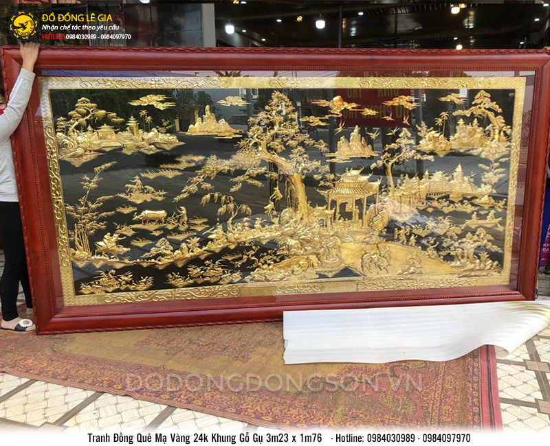 Tranh Phong cảnh đồng quê mạ vàng 24k khổ lớn