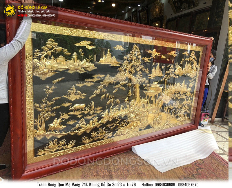 Tranh Phong cảnh đồng quê mạ vàng 24k khổ lớn