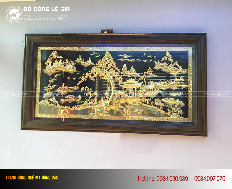 Tranh đồng quê hương mạ vàng 24k