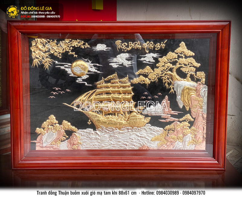 Tranh Thuận Buồm Xuôi Gió Mạ Tam Khí 88x61cm
