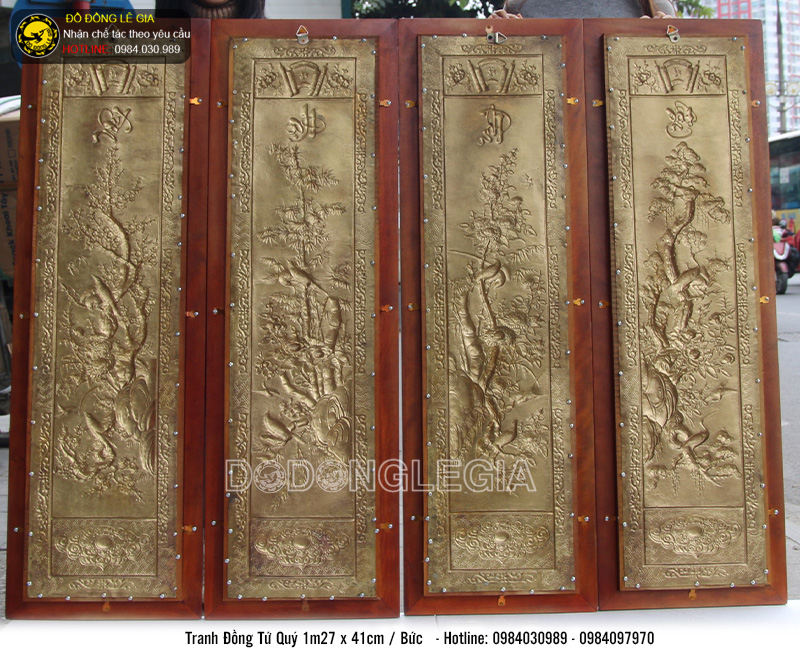 Bộ tranh tứ quy bằng đồng cao cấp khổ 1m27