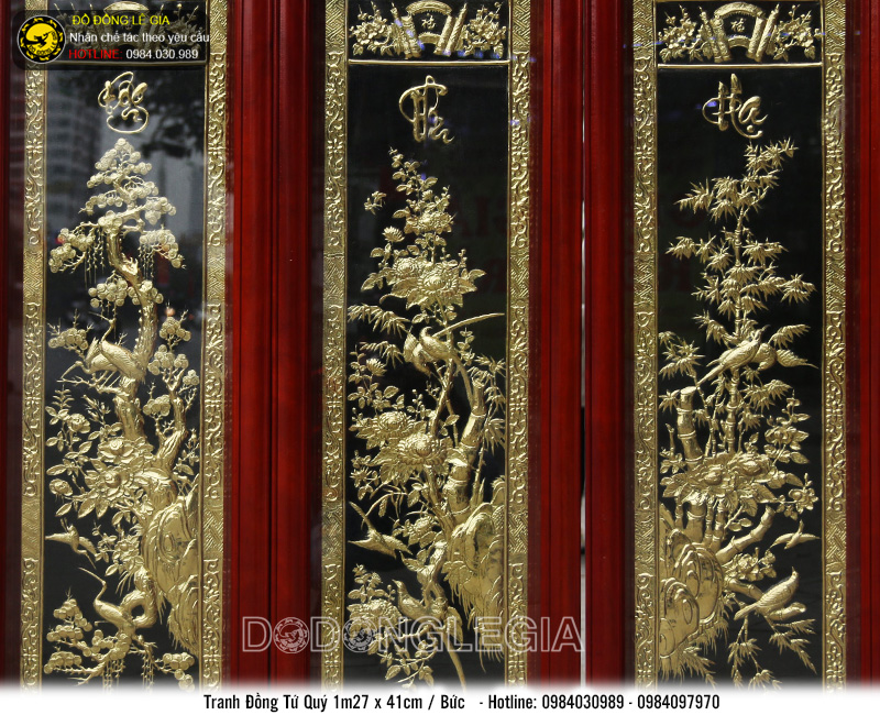 Bộ tranh tứ quy bằng đồng cao cấp khổ 1m27