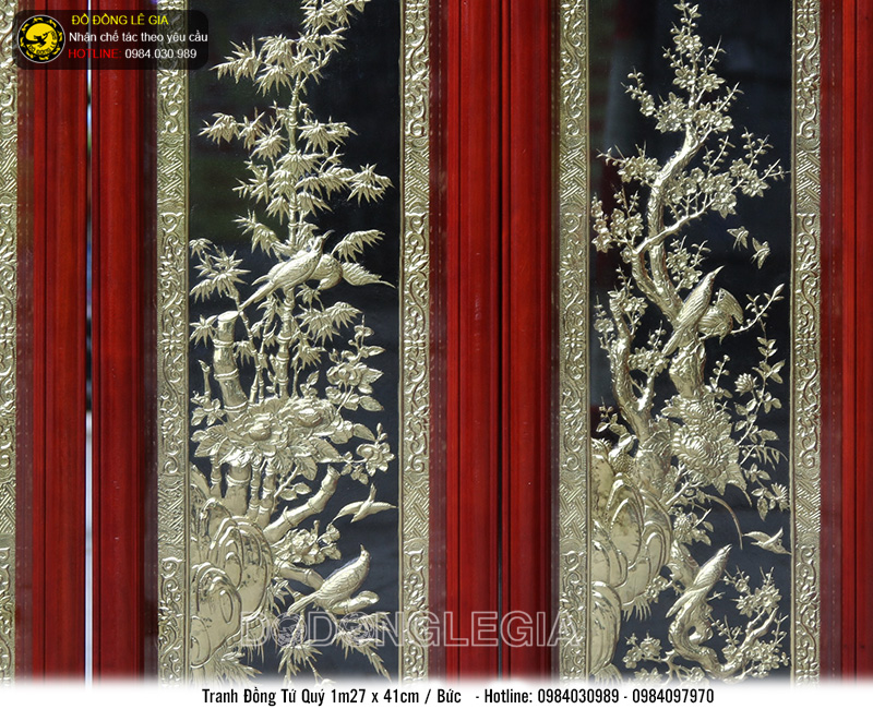 Bộ tranh tứ quy bằng đồng cao cấp khổ 1m27