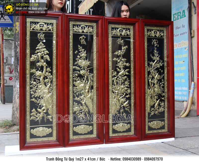Bộ tranh tứ quy bằng đồng cao cấp khổ 1m27