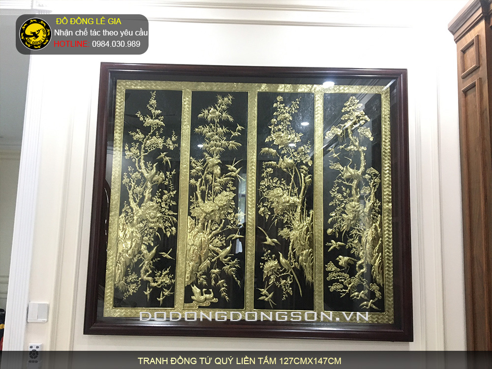 Ý nghĩa phong thuỷ của việc treo tranh đồng tứ quý liền tấm