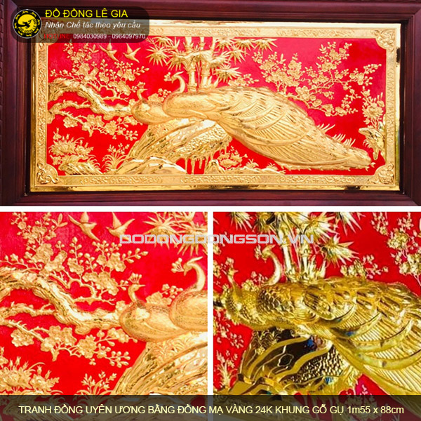 Tranh Uyên Ương mạ vàng 24k